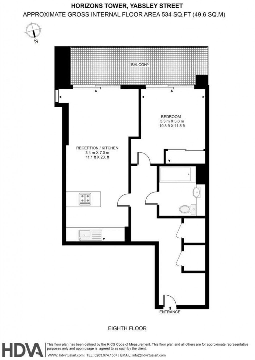 Floorplan for Horizons Tower, Yabsley Street, London