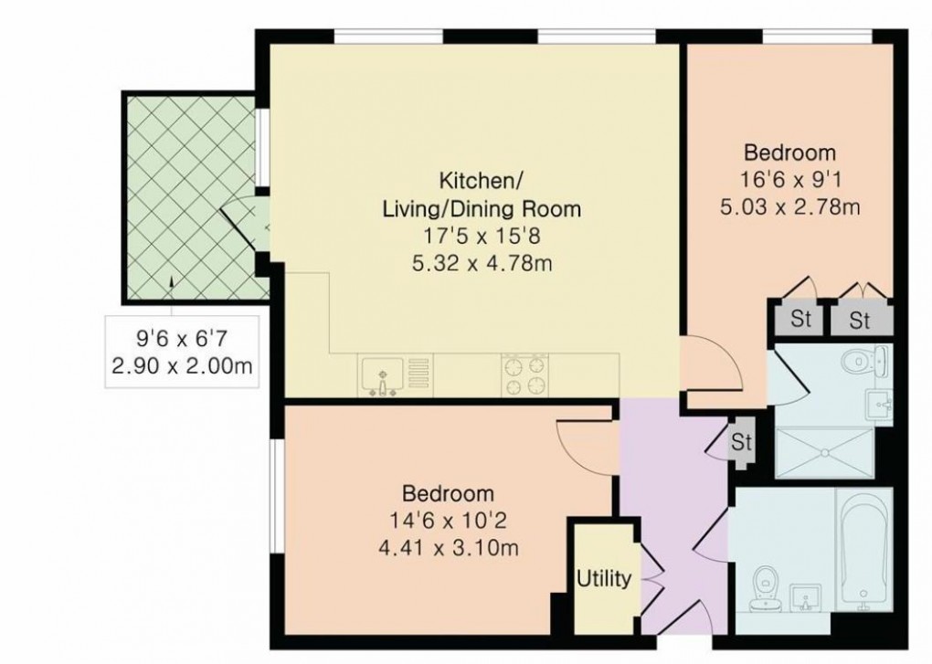 Floorplan for Brookline Building, Fulton Road, WEMBLEY, HA9